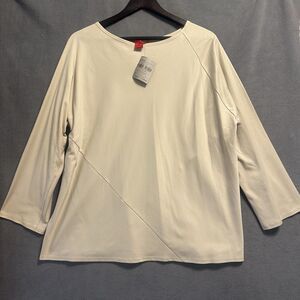 NWT Shamask Spiral Long Sleeve Top Cotton Size 2 (10-14) Biscuit Quiet Luxury